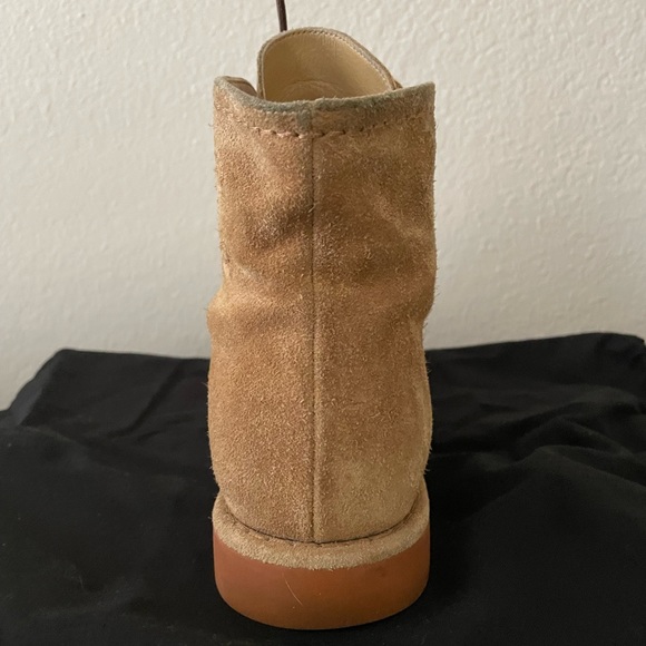 CHANEL suede calfskin lace up ankle boot dark beige 38 - Picture 7 of 15